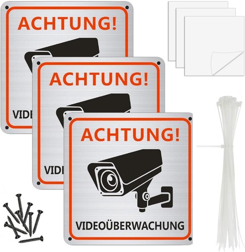 Achtung videoüberwachung - 3x,