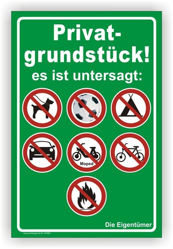 Schild privatgrundstück feuer - schild,