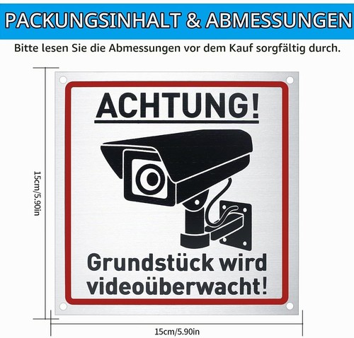 Achtung videoüberwachung - 4x,